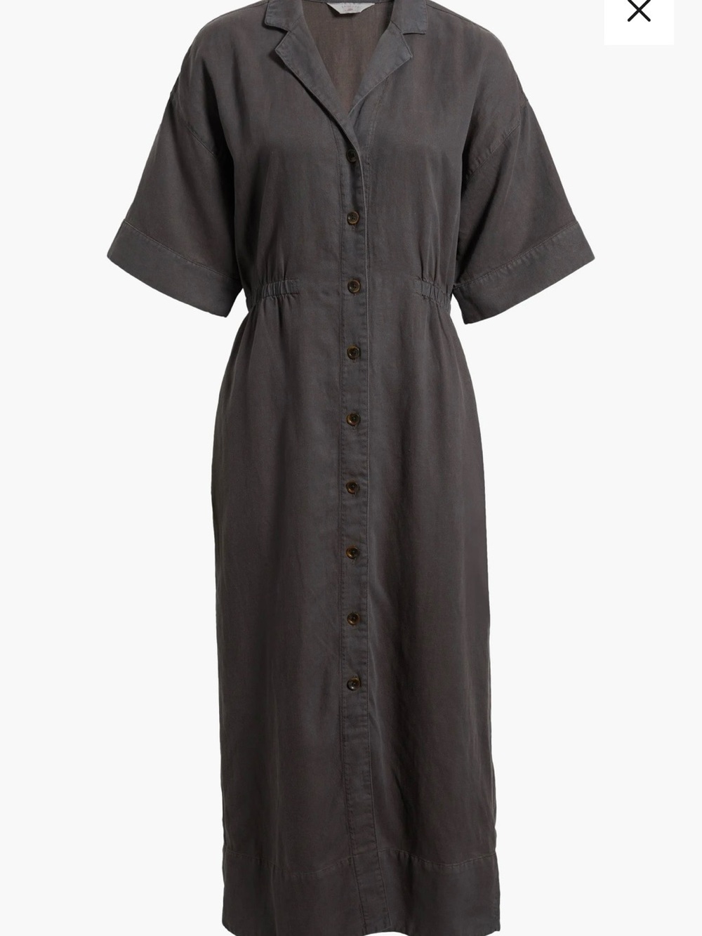 Faherty Topanga Button-Front Midi Shirt Dress in Washed Black - Picture 4 of 8